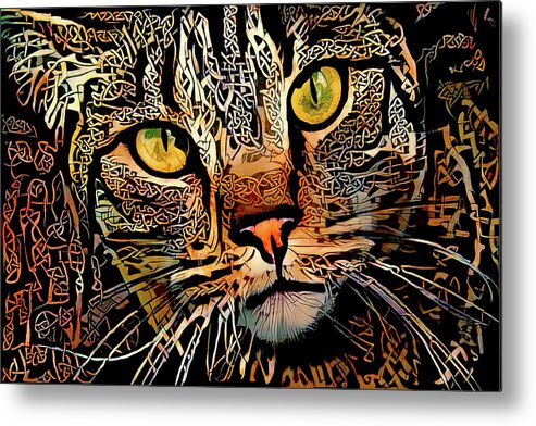 Celtic Knot Metal Print featuring the digital art Celtic Knot Cat Art by Peggy Collins