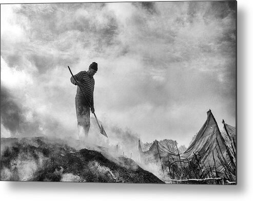 Charcoal Metal Print featuring the photograph Charcoal Worker by Yildirim Gencoglu