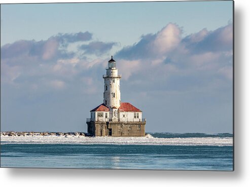 Chicago Metal Print featuring the photograph Chicago Harbour Light by Framing Places