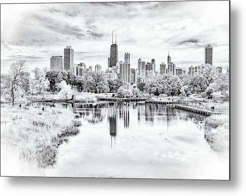 Chicago Metal Print featuring the photograph Chicago in Black and White by Lev Kaytsner