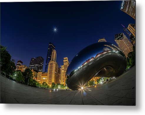 Chicago Metal Print featuring the photograph Chicago's Bean and Moon by Sven Brogren