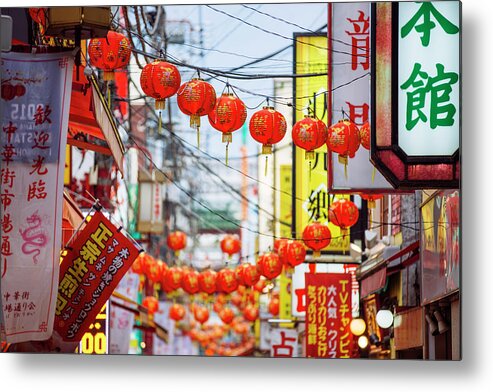 Chinese Culture Metal Print featuring the photograph Chinese Lanterns In Chinatown by Alexander Spatari