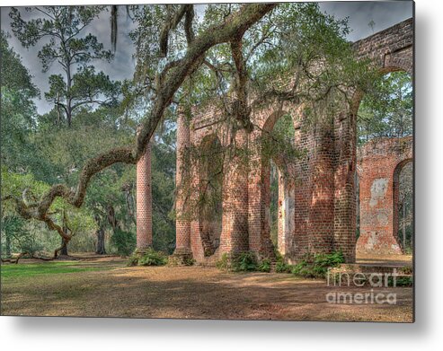 Old Sheldon Church Ruins Metal Print featuring the photograph Circa 1753 - Old Sheldon Church Ruins by Dale Powell