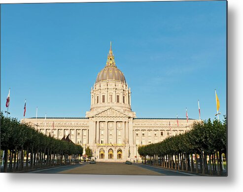 San Francisco Metal Print featuring the photograph City Hall Monumental Golden Dome San by Fotovoyager