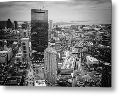 Boston Metal Print featuring the photograph City of Boston Reflected Black and White by Carol Japp