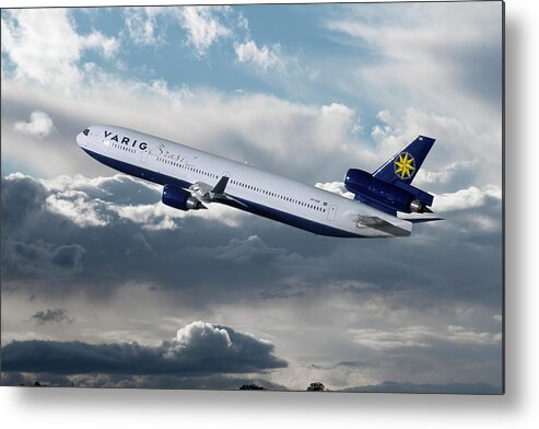 Varig Airlines Metal Print featuring the mixed media Classic Varig MD-11 of Brazil by Erik Simonsen