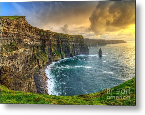 Big Metal Print featuring the photograph Cliffs Of Moher At Sunset Co Clare by Patryk Kosmider