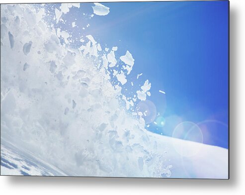 Snow Metal Print featuring the photograph Close Up Of Snow Covered Hill With by Moof