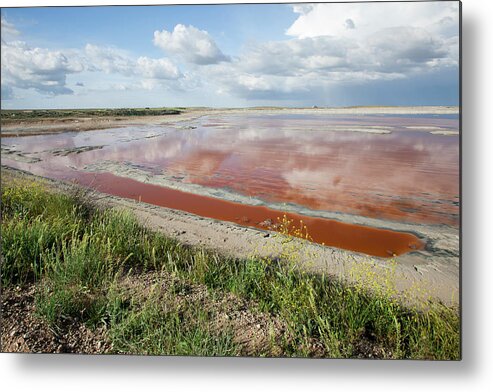 Problems Metal Print featuring the photograph Clouds Reflection On Red Water by 1001slide