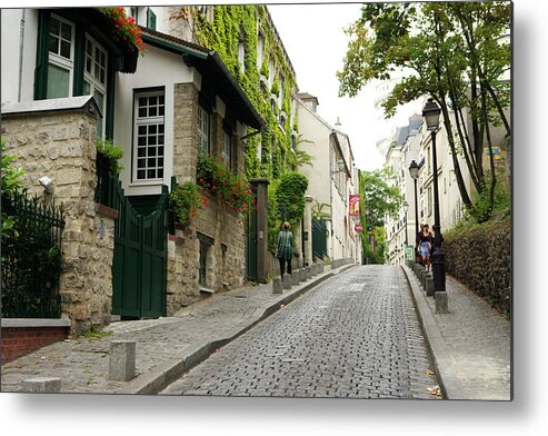 People Metal Print featuring the photograph Cobbled Street In Montmartre by Oliver Strewe