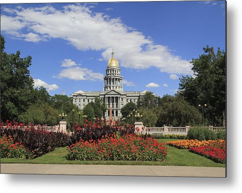 Flowerbed Metal Print featuring the photograph Colorado State Capitol Building by John Kieffer
