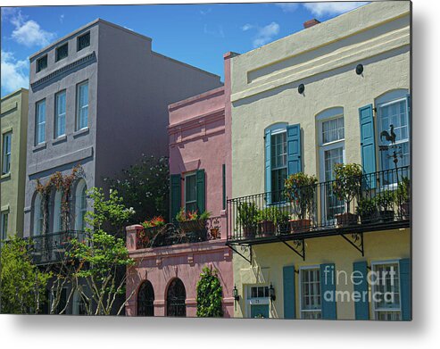 Battery Metal Print featuring the photograph Colored Architecture - Rainbow Row by Dale Powell
