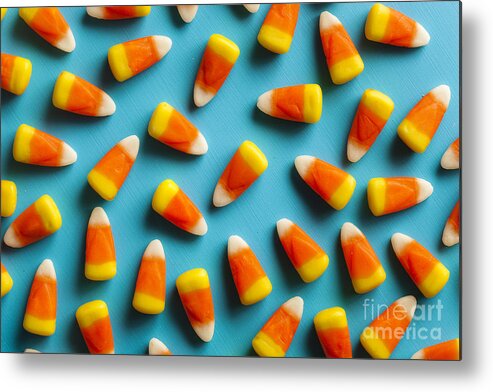 Treat Metal Print featuring the photograph Colorful Candy Corn For Halloween by Brent Hofacker