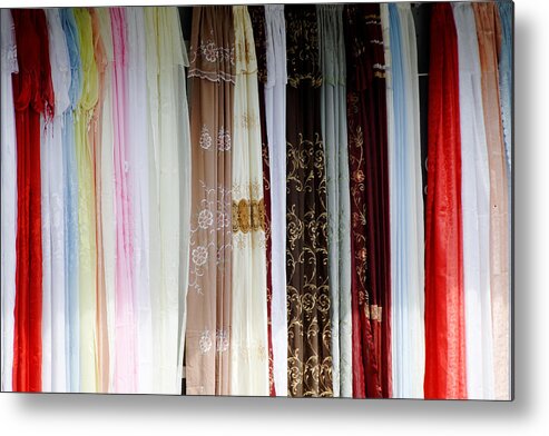 Caribbean Color Metal Print featuring the photograph Caribbean Color -- Curtains for Sale in St. John, Antigua by Darin Volpe