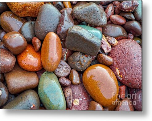 Stone Metal Print featuring the photograph Colorful Wet Stones by Susan Rydberg