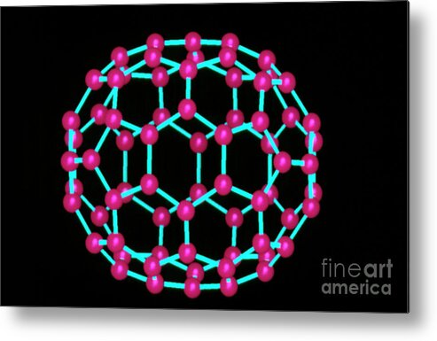 Buckminsterfullerene Metal Print featuring the photograph Computer Graphics Image Of C70 Fullerene by Clive Freeman/biosym Technologies/science Photo Library