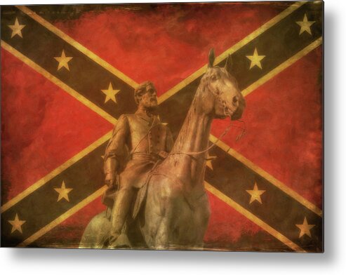 Confederate General Lee And Flag Metal Print featuring the digital art Confederate General Lee and Flag by Randy Steele