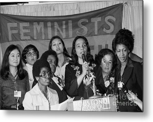 Sweater Metal Print featuring the photograph Coretta Scott King Speaking In Support by Bettmann