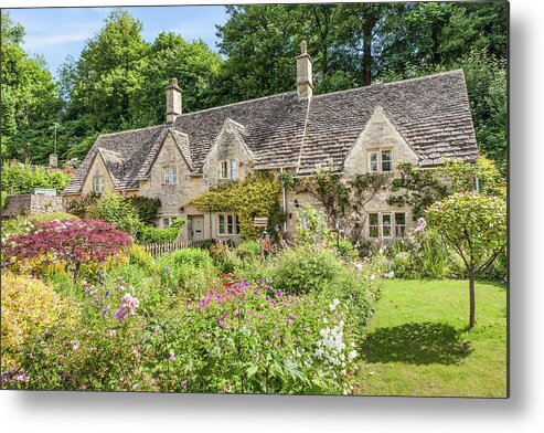 Estock Metal Print featuring the digital art Cottages In Bibury, Gloucestershire, England, Great Britain by Christian Muringer