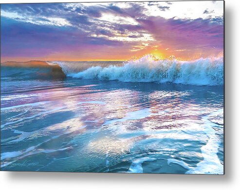 Beach Metal Print featuring the photograph Cotton candy sunrise surf by Stacey Sather