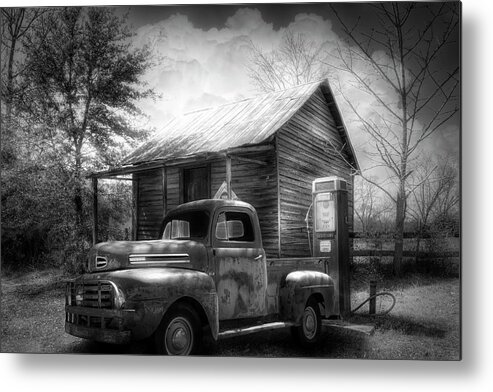 Black Metal Print featuring the photograph Country Olden Days Black and White by Debra and Dave Vanderlaan