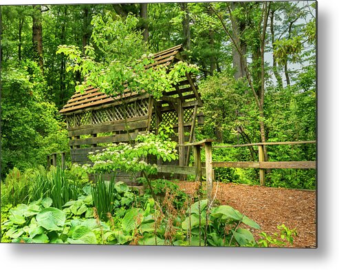 Estock Metal Print featuring the digital art Covered Bridge, Oyster Bay, Ny by Claudia Uripos