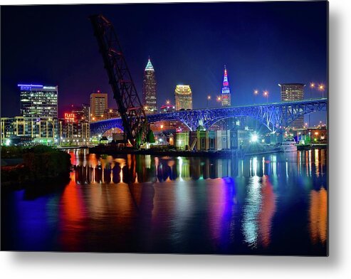 Cleveland Metal Print featuring the photograph Crooked Lights on the Crooked River by Frozen in Time Fine Art Photography