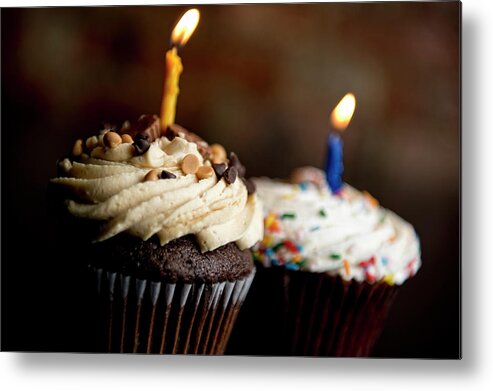 Temptation Metal Print featuring the photograph Cupcakes With Birthday Candles by Michael Anthony Murphy - Photographer