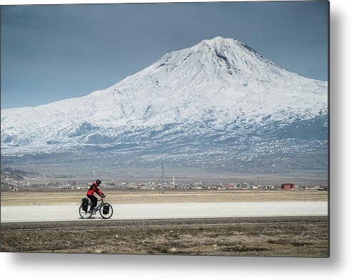 Turkey Metal Print featuring the photograph Cycling in front of Mt Ararat, Turkey by Kamran Ali