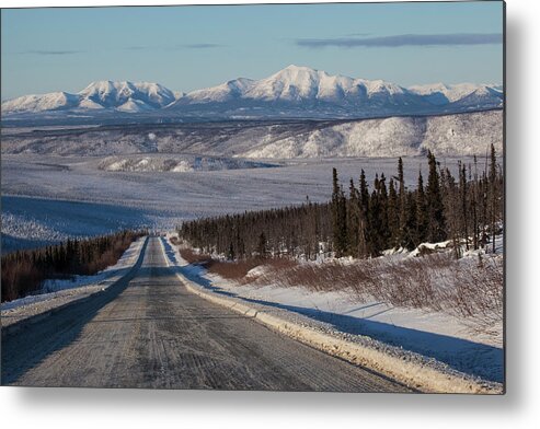 Ip_71076927 Metal Print featuring the photograph Dalton Highway In Wintertime With Brooks Range, Yukon-koyukuk Census Area, Alaska, Usa by Jrg Reuther