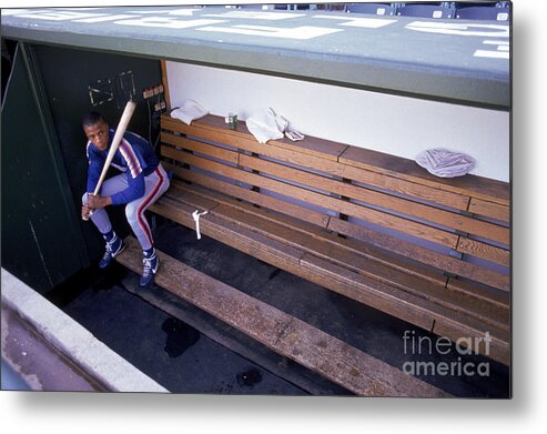 People Metal Print featuring the photograph Darryl Strawberry Sits In The Dugout by Jonathan Daniel