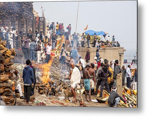People Metal Print featuring the photograph Death Is Celebrated At Varanasi by Balasubramanian Gv