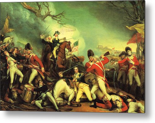 Bunker Metal Print featuring the painting Death of General Mercer at the Battle of Princeton against the Hessians by John Trumbull
