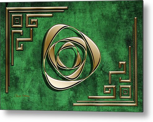 Deco Metal Print featuring the digital art Deco Design 2 on Emerald by Chuck Staley