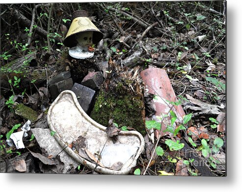 Doll Metal Print featuring the photograph Doll Head on Trail by Cat Rondeau