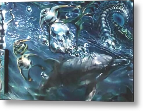 Magicvan3000 Metal Print featuring the mixed media Dolphin by Stephane Poirier