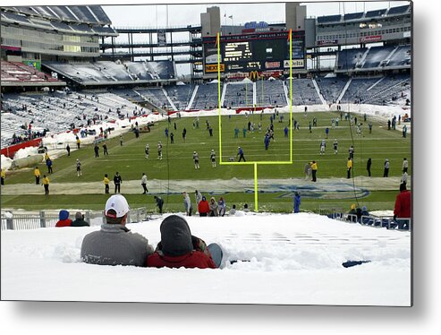 Snow Metal Print featuring the photograph Dolphins V Patriots by Ezra Shaw