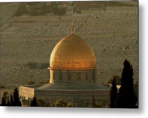 Dome Of The Rock Metal Print featuring the photograph Dome Of The Rock Mosque In Jerusalem by Picturejohn