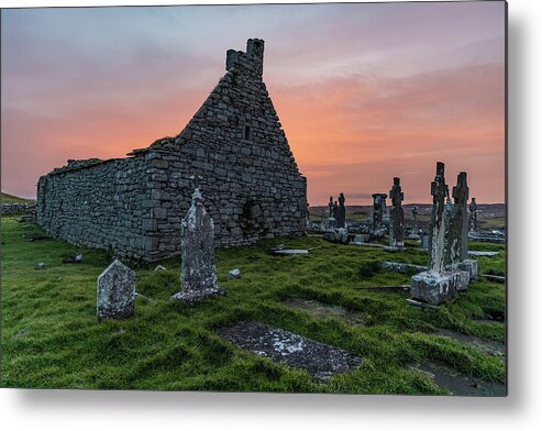 Canon Travel Photography Metal Print featuring the photograph Doolin Ireland Graveyard at Sunrise by John McGraw
