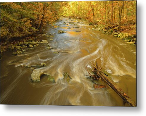 03nov18 Metal Print featuring the photograph Downstream Rock Creek in DC with Fall Colors by Jeff at JSJ Photography