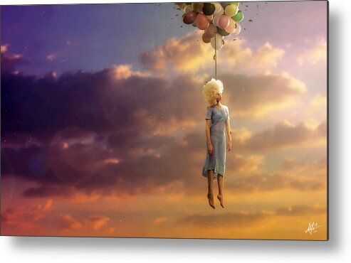 Surreal Metal Print featuring the digital art Drifting on a Sad Song by Mario Sanchez Nevado