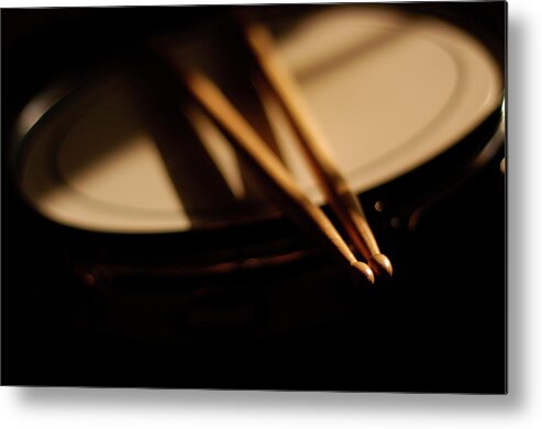 Music Metal Print featuring the photograph Drum Sticks by Tommy martin