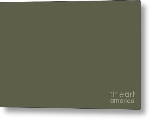 Green Metal Print featuring the digital art Dunn and Edwards 2019 Curated Colors Olive Court Dark Muted Green DEA174 Solid Color by PIPA Fine Art - Simply Solid