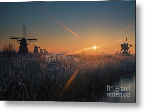 Windmill Metal Print featuring the photograph Dutch Dawn III by David Lichtneker
