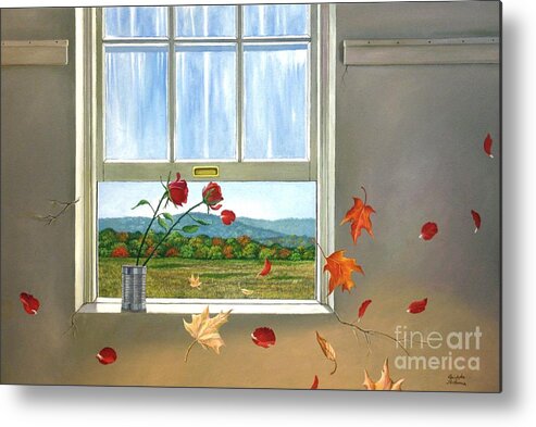 Rose Metal Print featuring the painting Early Autumn Breeze by Christopher Shellhammer