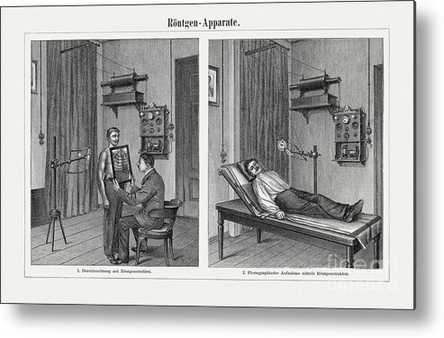 Engraving Metal Print featuring the digital art Early X-ray Equipment, Wood Engravings by Zu 09