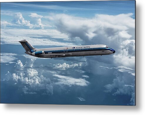 Eastern Airlines Metal Print featuring the mixed media Eastern Airlines DC-9 Among the Clouds by Erik Simonsen