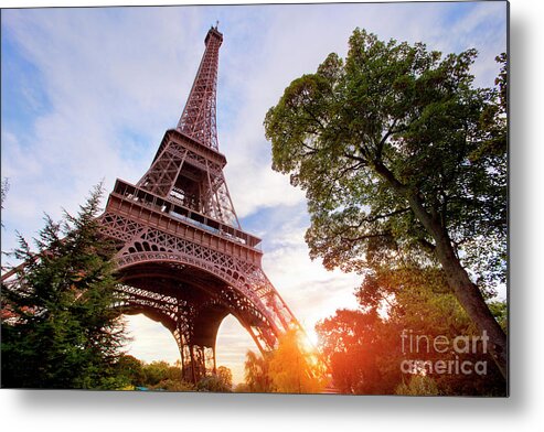 Ile-de-france Metal Print featuring the photograph Eiffel Tower At Sunset, Paris by Sylvain Sonnet