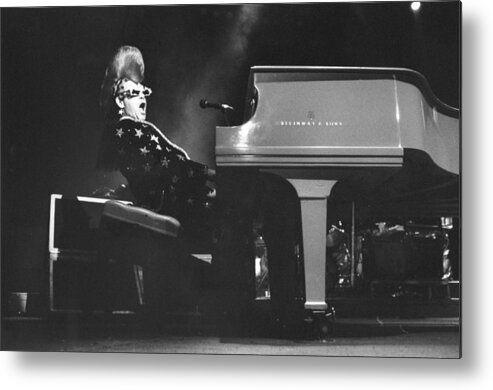 Elton John Metal Print featuring the photograph Elton John Sings At A Concert At by New York Daily News Archive
