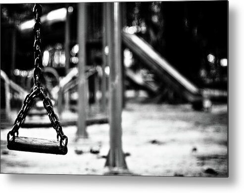 Hanging Metal Print featuring the photograph Empty Swing by Sheila Paras